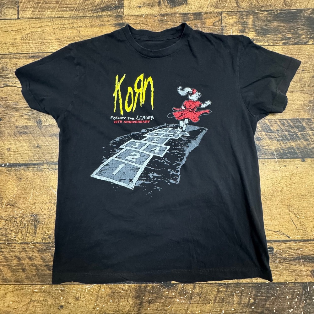 Korn Follow the Leader 25th Anniversary Black T Shirt Mens Size L‎
